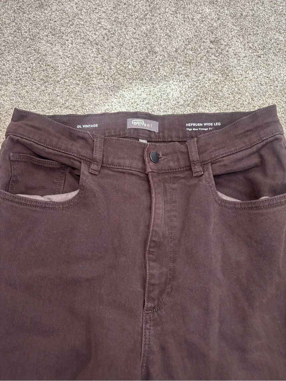 DL 1961 Hepburn Wide Leg High-Rise Vintage Dark Cocoa Brown Jeans Size 29